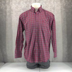 Wrangler George Strait Collection Shirt Mens Large Red Plaid Western Cowboy